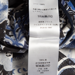 Christian Dior Blue Celestial Print Poplin Belted Midi Dress M