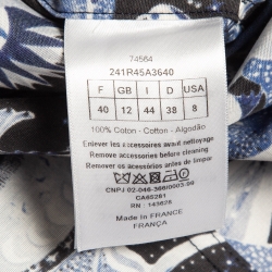 Christian Dior Blue Celestial Print Poplin Belted Midi Dress M