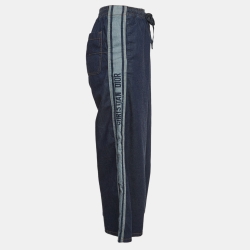 مملوكة مسبقًا Christian Dior Blue Logo Side Stripe Wide Leg Pants S