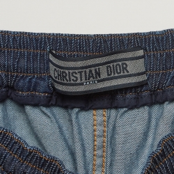 مملوكة مسبقًا Christian Dior Blue Logo Side Stripe Wide Leg Pants S