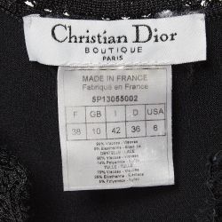 Pre Owned Christian Dior Black Tulle Trim Jersey Lace-Up Top M