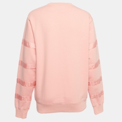 Pre Owned Christian Dior Light Orange Cotton Knit Crew Neck Sweatshirt XS