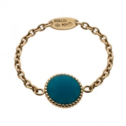 Dior Rose des Vents Diamond & Turquoise 18k Yellow Gold Ring Size 52.5