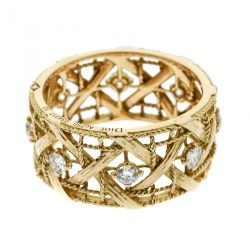 Dior My Dior Diamond 18k Yellow Gold Large Openwork Band Ring