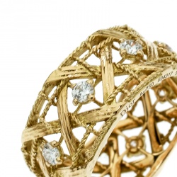 Dior My Dior Diamond 18k Yellow Gold Large Openwork Band Ring Size 53