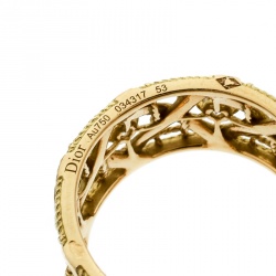 Dior My Dior Diamond 18k Yellow Gold Large Openwork Band Ring Size 53