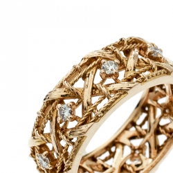 Dior My Dior Diamond 18k Rose Gold Openwork Band Ring Size 55