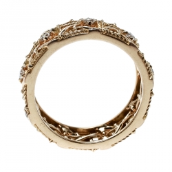 Dior My Dior Diamond 18k Rose Gold Openwork Band Ring Size 55