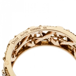 Dior My Dior Diamond 18k Rose Gold Openwork Band Ring Size 55