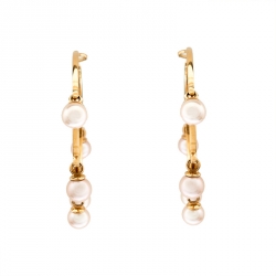 مملوكة مسبقًا Dior Cultured Pearl 18k Rose Gold Hoop Earrings