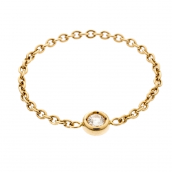 Dior Mimioui Diamond 18k Yellow Gold Chain Ring Size 54.5