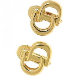 Dior Gold Tone CD Logo Clip On Stud Earrings 