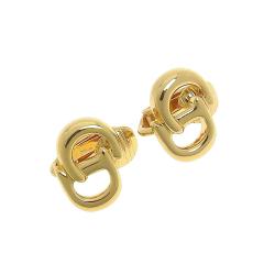 Dior Gold Tone CD Logo Clip On Stud Earrings 