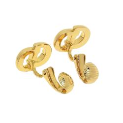 Dior Gold Tone CD Logo Clip On Stud Earrings 