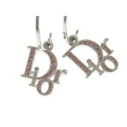Dior Rhinestone Metal Hoop Earrings
