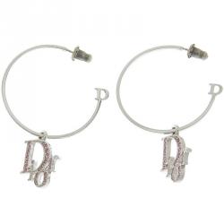 Dior Rhinestone Metal Hoop Earrings