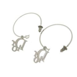 Dior Rhinestone Metal Hoop Earrings