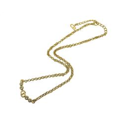 Dior Rhinestone Gold Tone CD Pendant Necklace