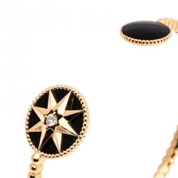 Dior Rose Des Vents Diamond Onyx 18K Rose Gold Open Cuff Bracelet 