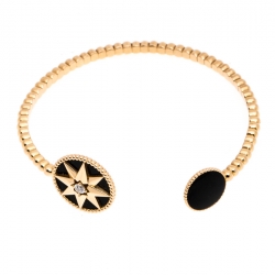 Dior Rose Des Vents Diamond Onyx 18K Rose Gold Open Cuff Bracelet 