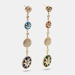 Dior Rose Des Vents Multi Gemstone 18k Two Tone Gold Earrings