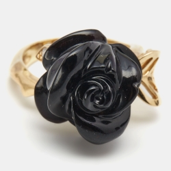 Dior Pré Catelan Onyx Diamond 18k Yellow Gold Ring Size 54