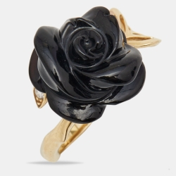 Dior Pré Catelan Onyx Diamond 18k Yellow Gold Ring Size 54
