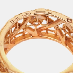 Dior My Dior Diamond 18k Rose Gold Large Openwork Band Ring Size 54