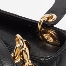 Pre Owned Dior Black Cannage Leather Mini Lady Dior Tote