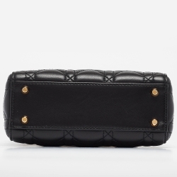 Pre Owned Dior Black Cannage Leather Mini Lady Dior Tote