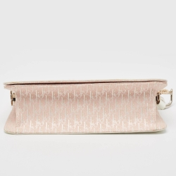 Pre Owned Dior White/Pink Brogue Leather and Oblique Canvas Dior D’ Trick Bag