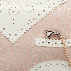 Pre Owned Dior White/Pink Brogue Leather and Oblique Canvas Dior D’ Trick Bag