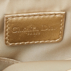 Pre Owned Dior Gold Oblique Jacquard and Leather Frame Saddle Bag