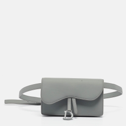 Dior Grey Leather Saddle Belt Pouch