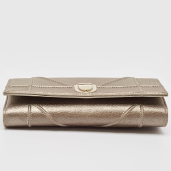 Pre Owned Dior Gold Leather Diorama Wallet on Chain