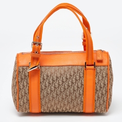 Dior Orange/Beige Diorissimo Canvas Small Boston Bag