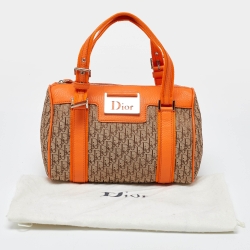 Dior Orange/Beige Diorissimo Canvas Small Boston Bag