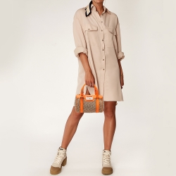 Dior Orange/Beige Diorissimo Canvas Small Boston Bag