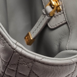 Pre Owned Dior Grey Cannage Leather Large Caro Shoulder Bag