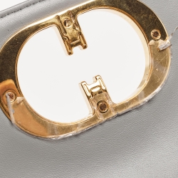 Pre Owned Dior Grey Cannage Leather Large Caro Shoulder Bag