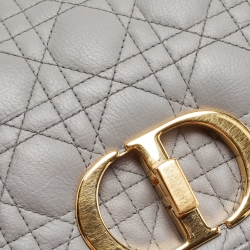 Pre Owned Dior Grey Cannage Leather Large Caro Shoulder Bag