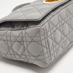 Pre Owned Dior Grey Cannage Leather Large Caro Shoulder Bag