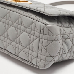 Pre Owned Dior Grey Cannage Leather Large Caro Shoulder Bag