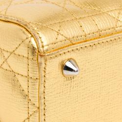 مملوكة مسبقًا Dior Small Metallic Grained Calfskin Cannage Lucky Badges My Lady Dior