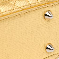 مملوكة مسبقًا Dior Small Metallic Grained Calfskin Cannage Lucky Badges My Lady Dior
