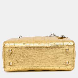 مملوكة مسبقًا Dior Small Metallic Grained Calfskin Cannage Lucky Badges My Lady Dior