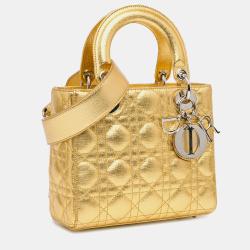 مملوكة مسبقًا Dior Small Metallic Grained Calfskin Cannage Lucky Badges My Lady Dior
