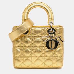 مملوكة مسبقًا Dior Small Metallic Grained Calfskin Cannage Lucky Badges My Lady Dior