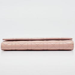 مملوكة مسبقًا Dior Pink Cannage Patent Leather Lady Dior Wallet on Chain