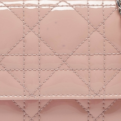 مملوكة مسبقًا Dior Pink Cannage Patent Leather Lady Dior Wallet on Chain